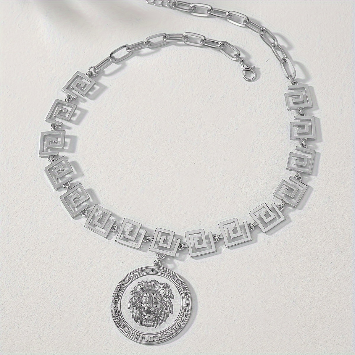 Geometric Lion Head Pendant Necklace for Women